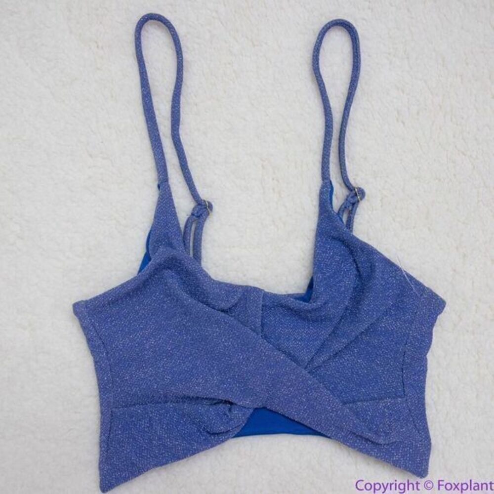 NEW Beach Riot Kenzie Bikini‎ Top sparkly peri blue, XS